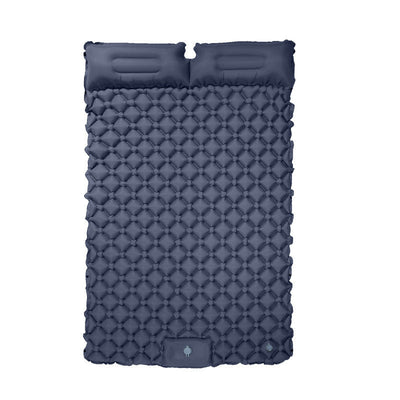 Outdoor double inflatable sleeping pad – with built-in pillow & pump, for camping, backpacking, hiking. - Korvel