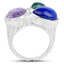 11.23 Carat Genuine Malachite, Charolite, and Lapis Sterling Silver Ring