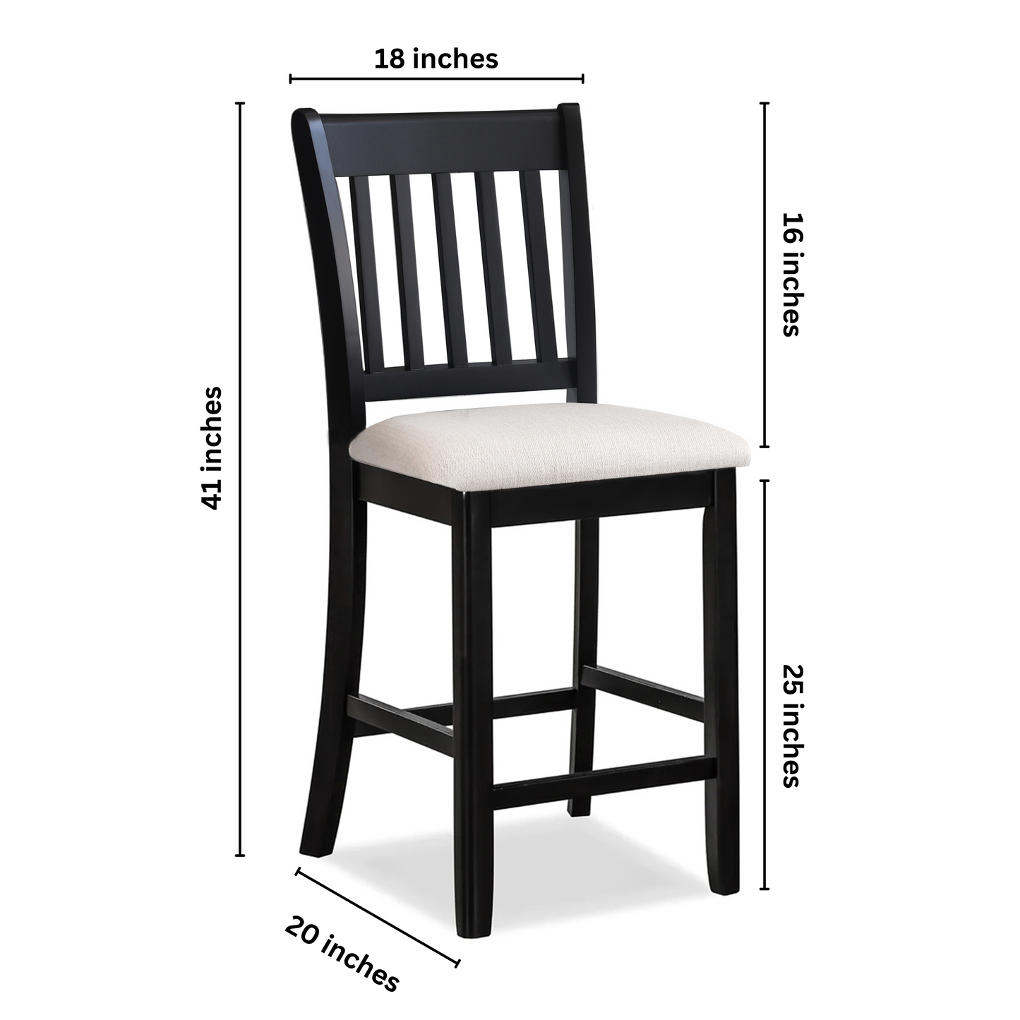 Ensemble de 2 chaises de salle à manger en caoutchouc noir