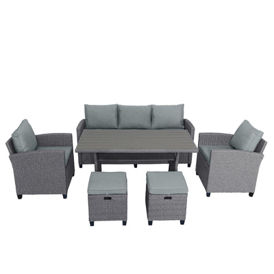 TOPMAX 6-Piece Outdoor Rattan Wicker Furniture Set