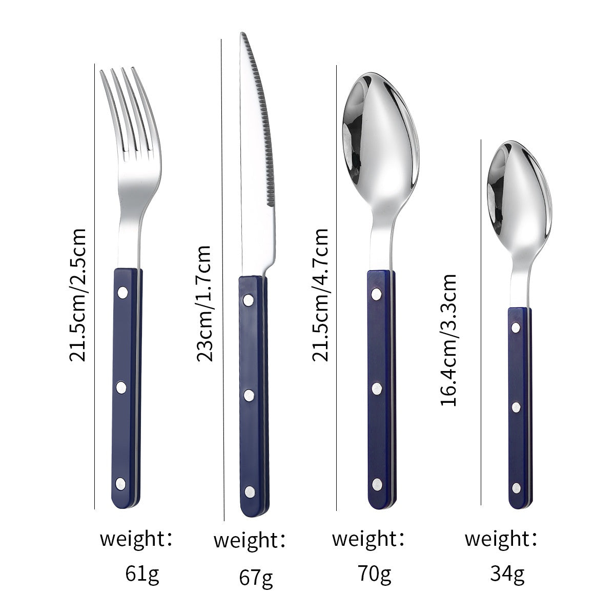 French Rivet ABS Handle Hotel Western Tableware Steak Knife Butter Knife Set - Korvel