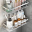 Minimalist bathroom black aluminum alloy triangular rectangular non perforated bathroom storage corner shelf - Korvel