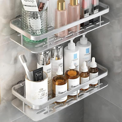 Minimalist bathroom black aluminum alloy triangular rectangular non perforated bathroom storage corner shelf - Korvel