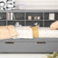 Wooden Twin Size DayBed with Twin Size Trundle, DayBed with Storage Shelf and USB Charging Ports,Grey - Korvel