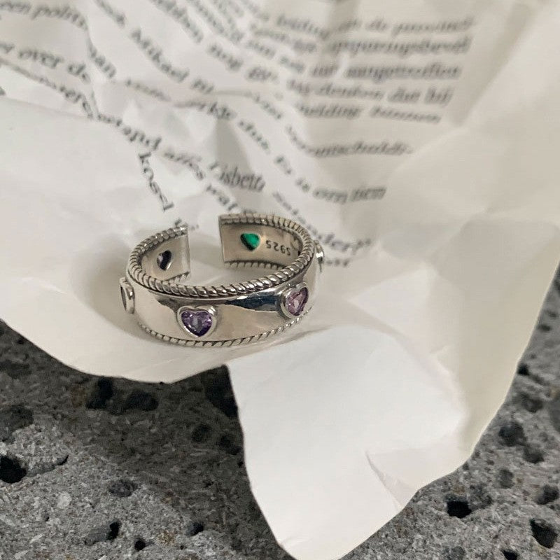 Anillo de Diamante de Circonita de Color Dopamina Love para Mujeres