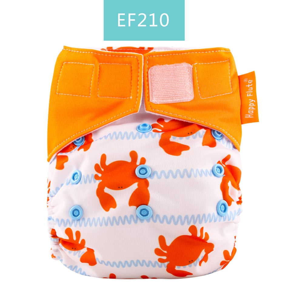 Happy Flute 1 pcs heavy wetter night AIO AI2 baby cloth diaper nappy one size fit all - Korvel