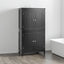Elegant Black Bathroom Floor Storage Cabinet with Adjustable Shelves