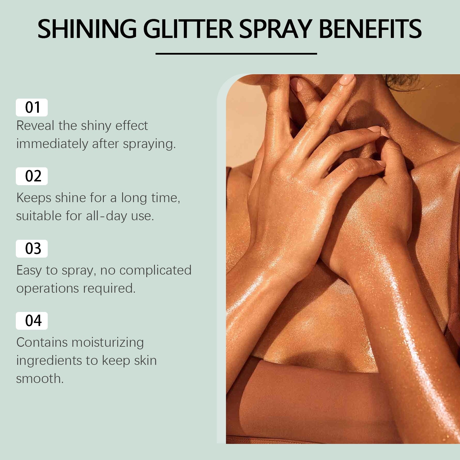 Shining Glitter Spray, Highlighter Spray Natural Stereoscopic Long-Lasting Brightening Glitter - Korvel