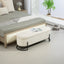 COOLMOR storage Ottoman chair with safety hinge and soft cushion fabric storage Ottoman stool (beige) - Korvel