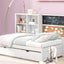 Cama nido elegante de tamaño twin con almacenamiento y cama extraíble - Blanca