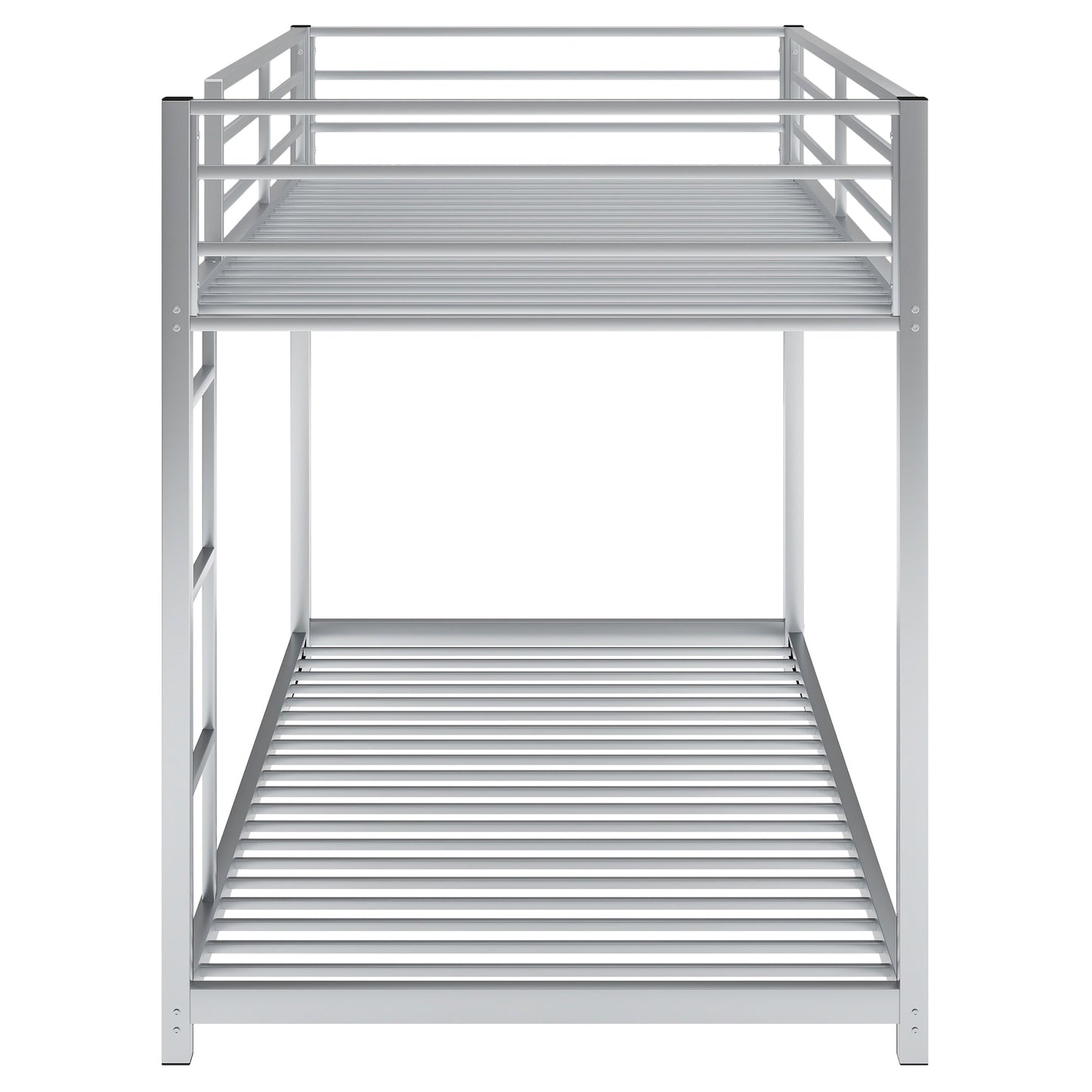 Twin over Twin Metal Bunk Bed, Low Bunk Bed with Ladder Silver - Korvel