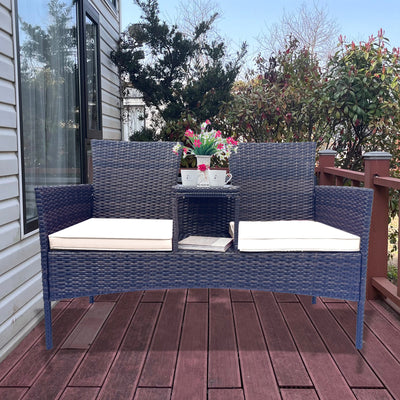 Wicker Patio Conversation Furniture Set with Removable Cushions