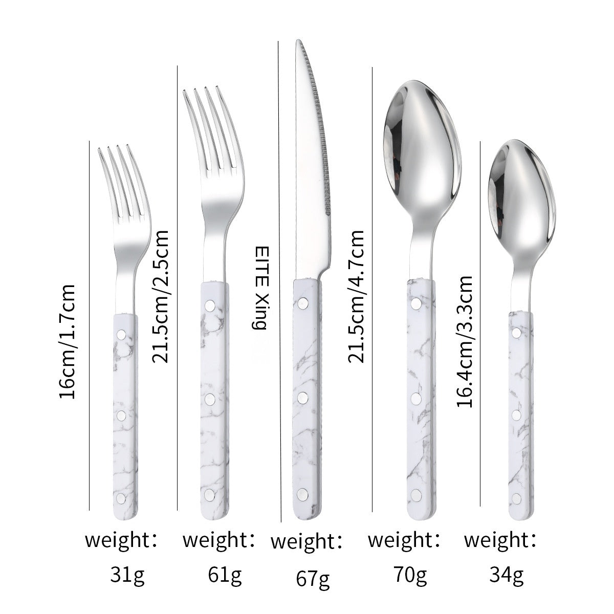 French Rivet ABS Handle Hotel Western Tableware Steak Knife Butter Knife Set - Korvel