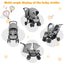 Foldable Lightweight Double Baby Stroller - Gray
