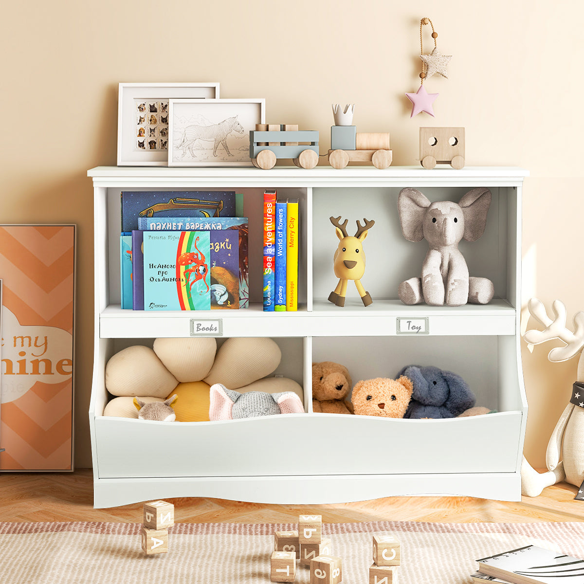 Gbruno Kids Storage Unit - White Toy Organizer & Bookshelf