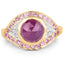 Anillo de Zafiro Rosa y Topacio Blanco Bañado en Oro Amarillo de 14K