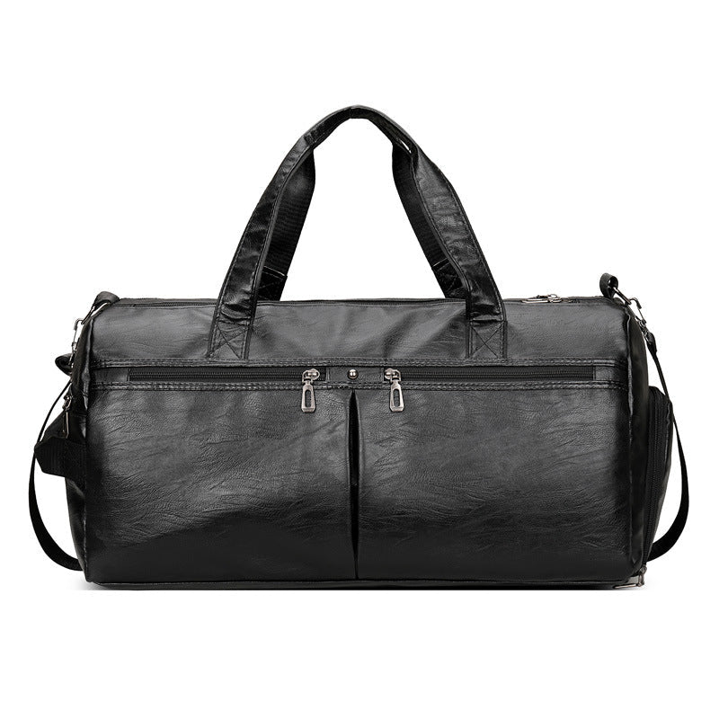 Premium Large Capacity PU Leather Travel Bag for Men - Black
