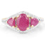 Bague en Argent Sterling Plaquée Or Jaune 14K avec Rubis et Topaze Blanche
