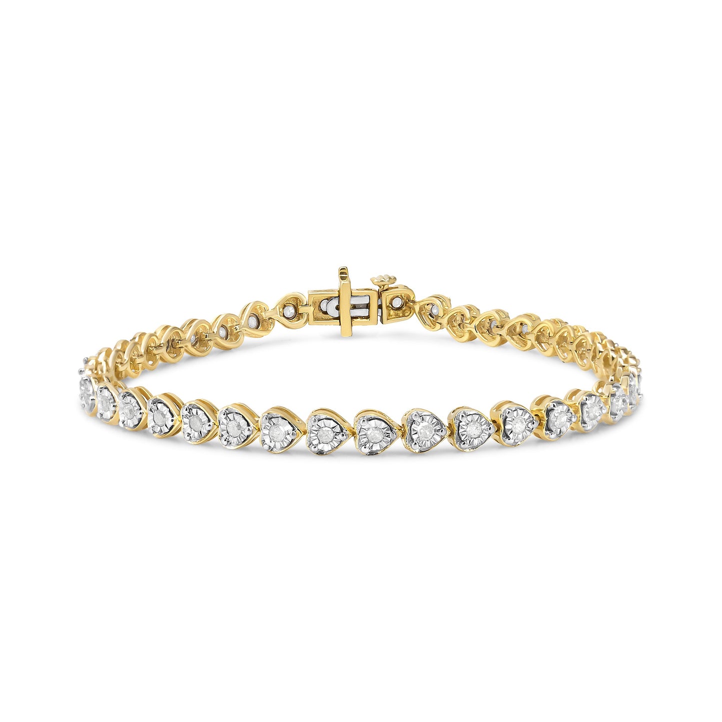 .925 Sterling Silver Heart-Link Diamond Tennis Bracelet