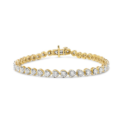 Pulsera de Tenis de Diamantes con Enlace en Forma de Corazón de Plata Esterlina .925