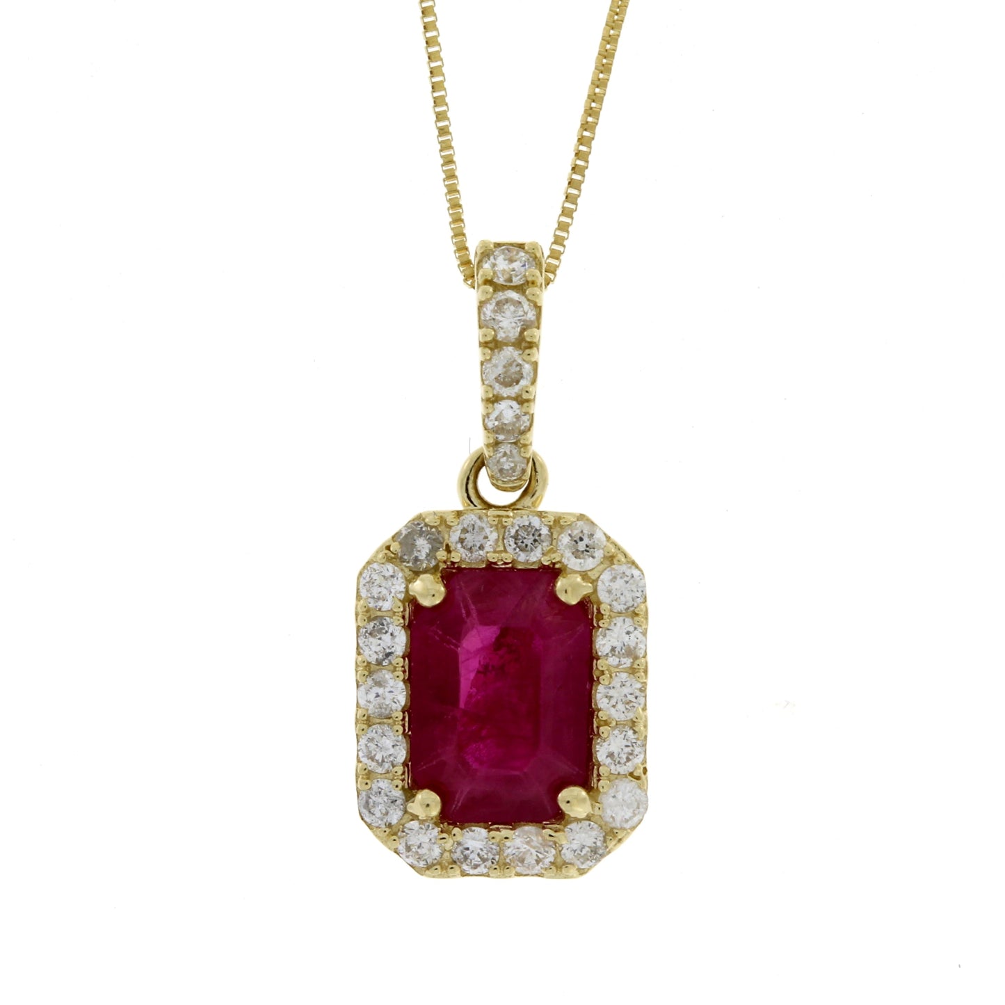 1.25ct Ruby and Diamond Pendant in 14KT Yellow Gold