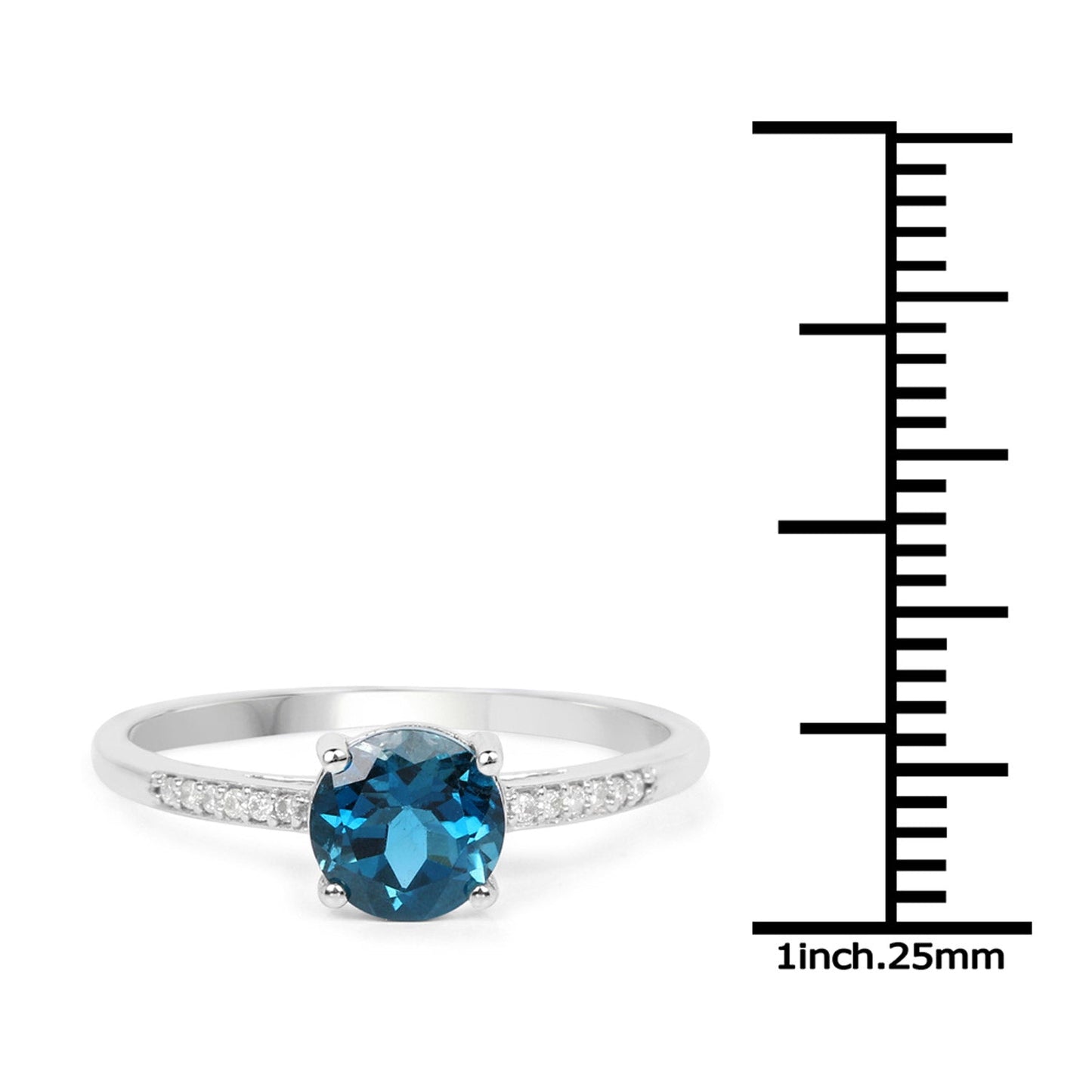 Bague de fiançailles en or blanc 14K avec topaze bleue de Londres et diamants de 1,05 carat
