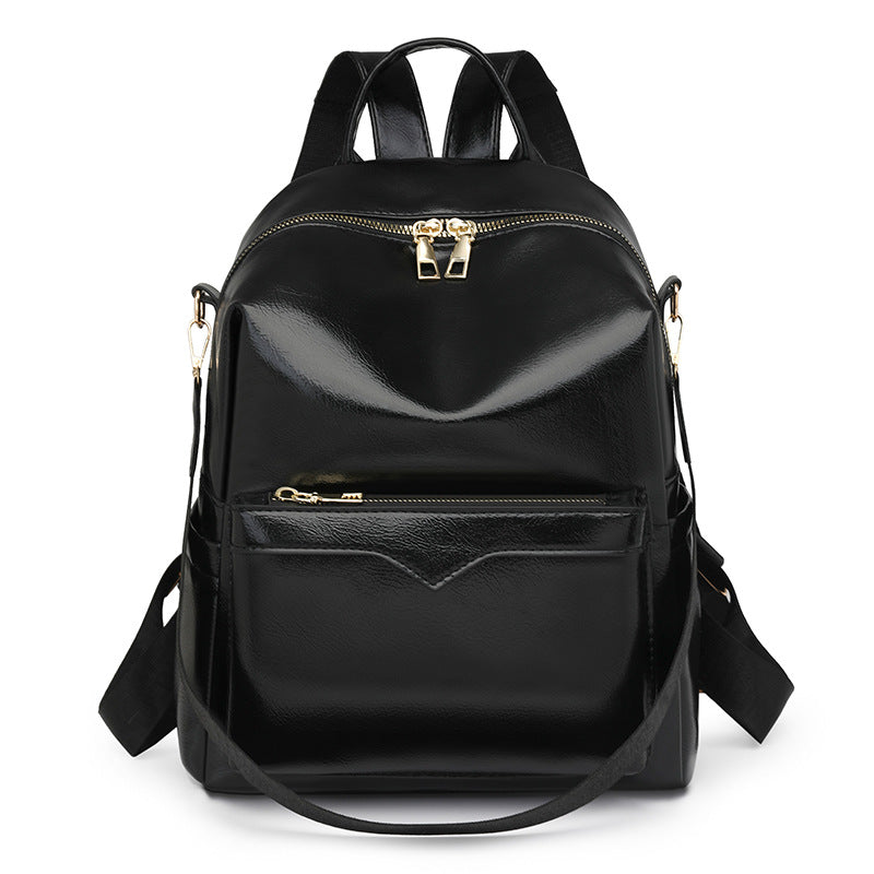 Korean-Style Soft PU Large-Capacity Women's Travel Backpack