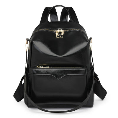 Korean-Style Soft PU Large-Capacity Women's Travel Backpack