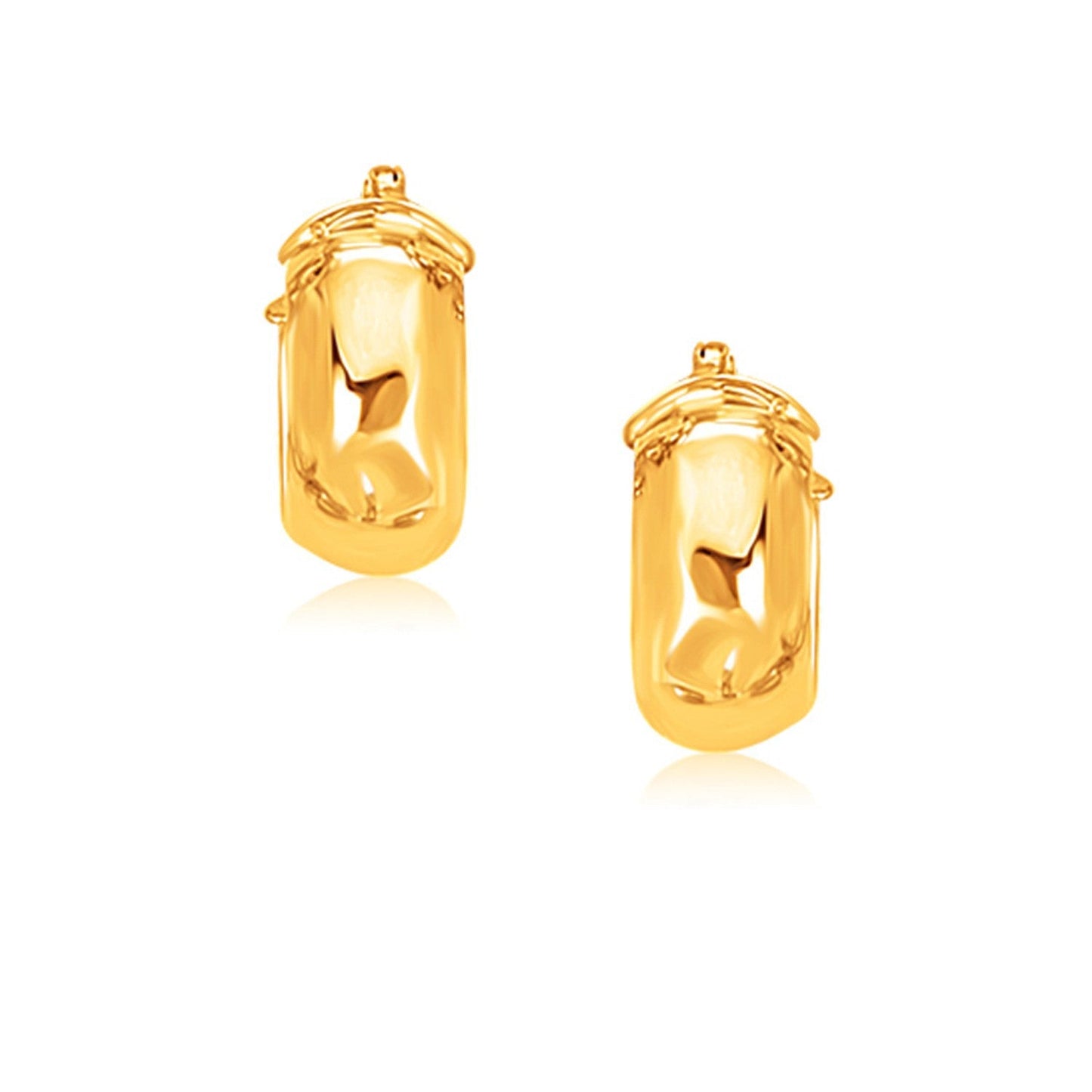 Boucles d'oreilles créoles petites larges en or jaune 14 carats avec fermeture à verrouillage