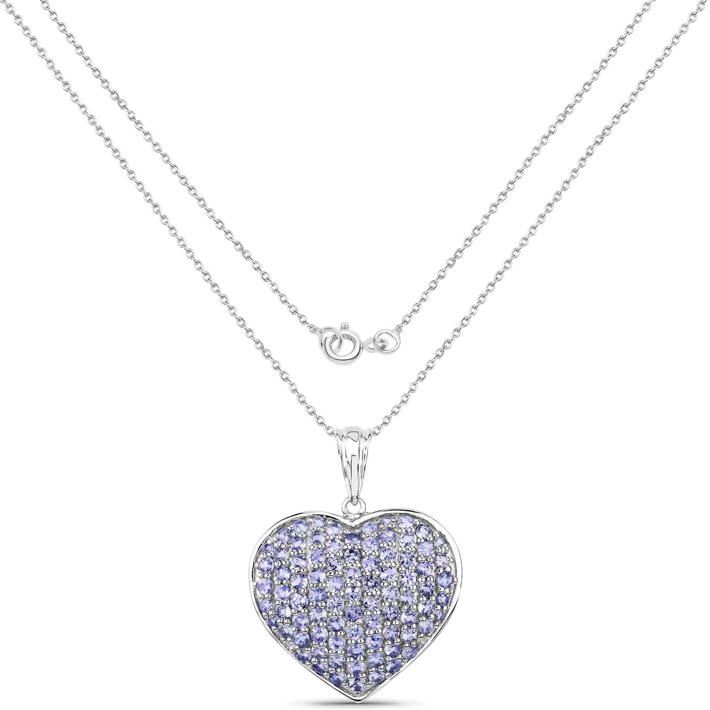 4.86 Carat Genuine Tanzanite Sterling Silver Heart Pendant