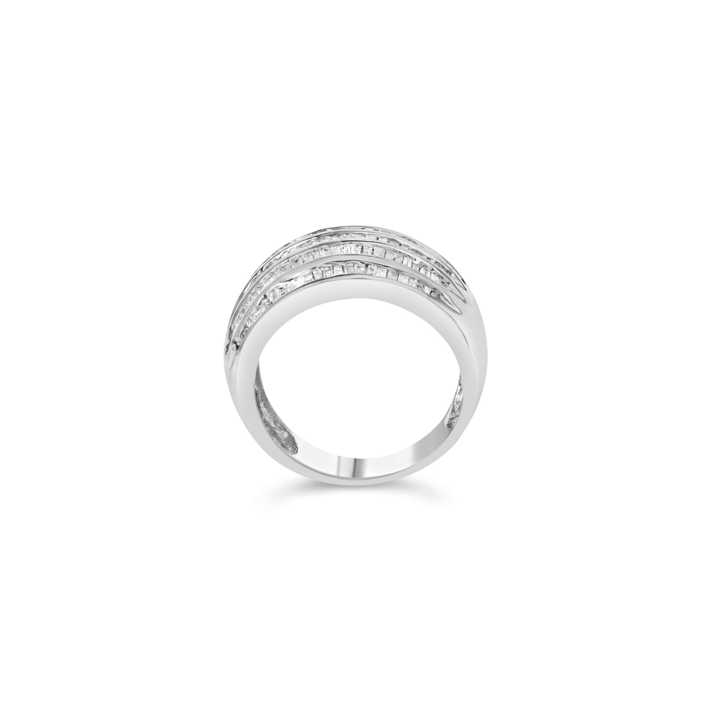 Anillo de cóctel de diamantes en corte baguette de plata esterlina .925 - Talla 6-1/2