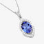 2.44 Carat Genuine Tanzanite and White Diamond Pendant in 14K White Gold