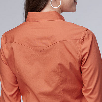 Vibrant Orange Women's Long Sleeve Shirt by Roper - Korvel