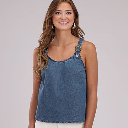 Stylish Denim Buckle Tank Top for Women | Roper - Korvel