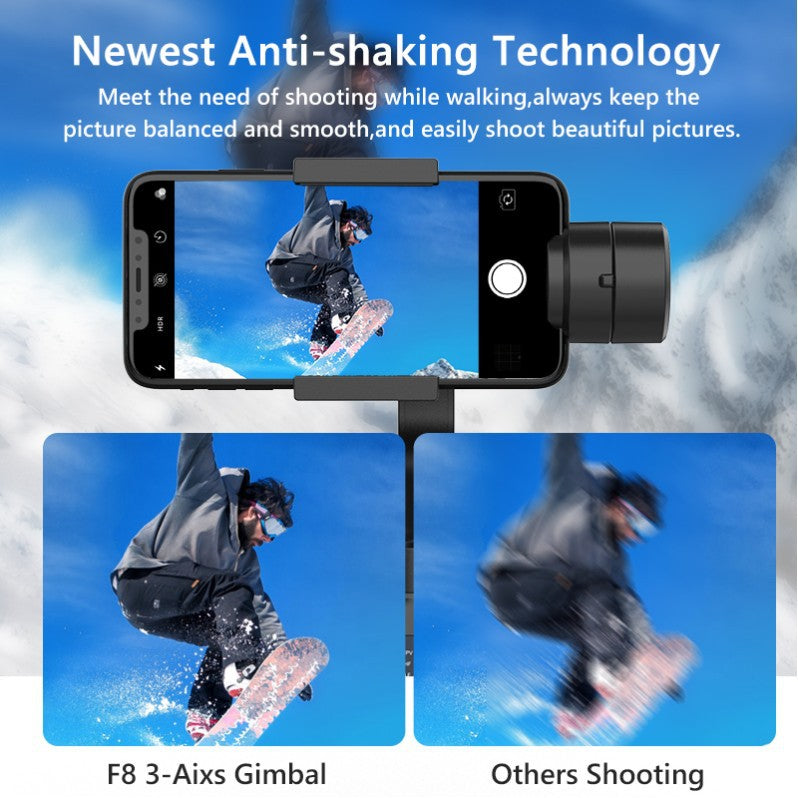 F8 mobile phone camera stabilizer handheld three-axis anti shake platform Tiktok live broadcast tripod short video camera stabilizer - Korvel