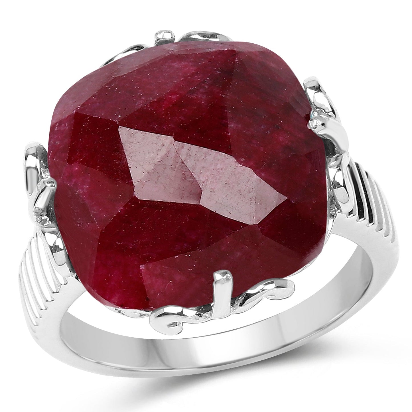 Bague de fiançailles en argent sterling .925 avec rubis teinté de 13,65 carats
