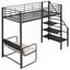 Twin Size Metal Loft Bed with Bench and Storage Staircase  Black - Korvel