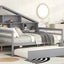 Full Size Platform Bed with Trundle and Shelves Gray - Korvel