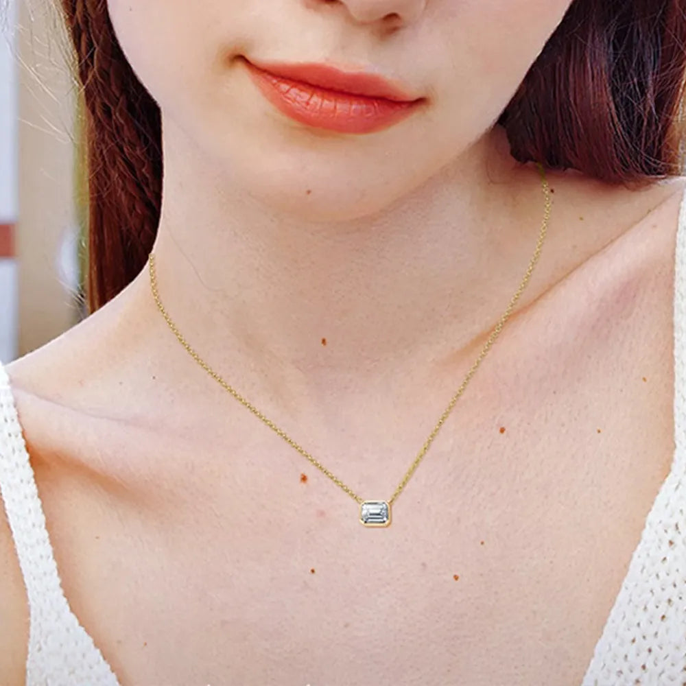 1 Carat Moissanite 925 Sterling Silver Pendant Necklace - Korvel
