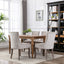 Ultra Side Dining Chair Thickened fabric chairs with neutrally toned solid wood legs  Bronze nail head Set of 2 Beige - Korvel