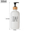 Distributeur de savon en verre élégant 500ml Boston avec capuchon en bois