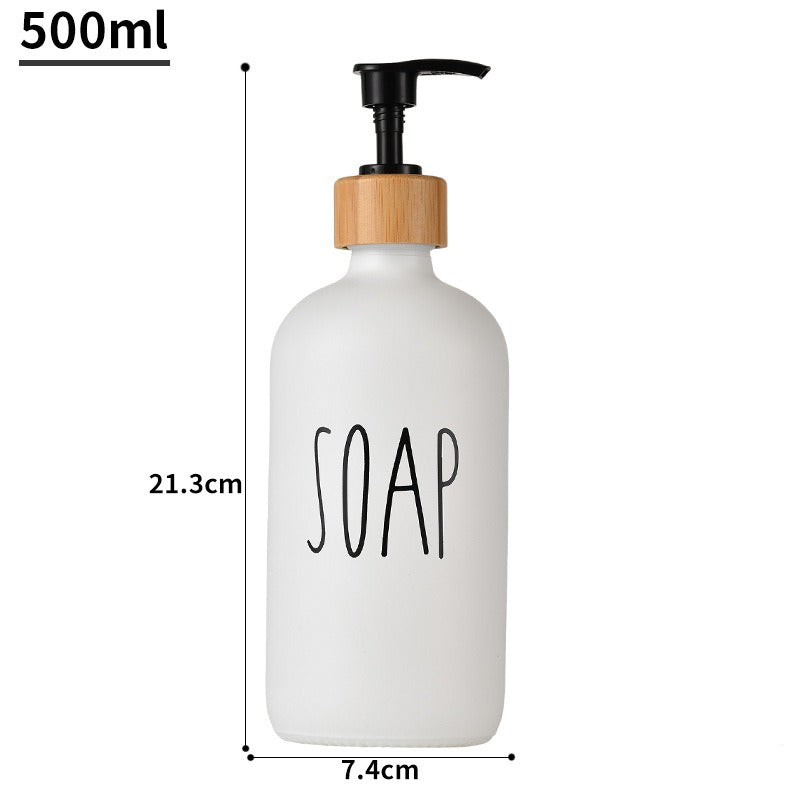 Distributeur de savon en verre élégant 500ml Boston avec capuchon en bois