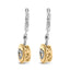 Pendientes Medallón Corazón de Diamante de Plata Esterlina Baño de Oro Amarillo de 18K