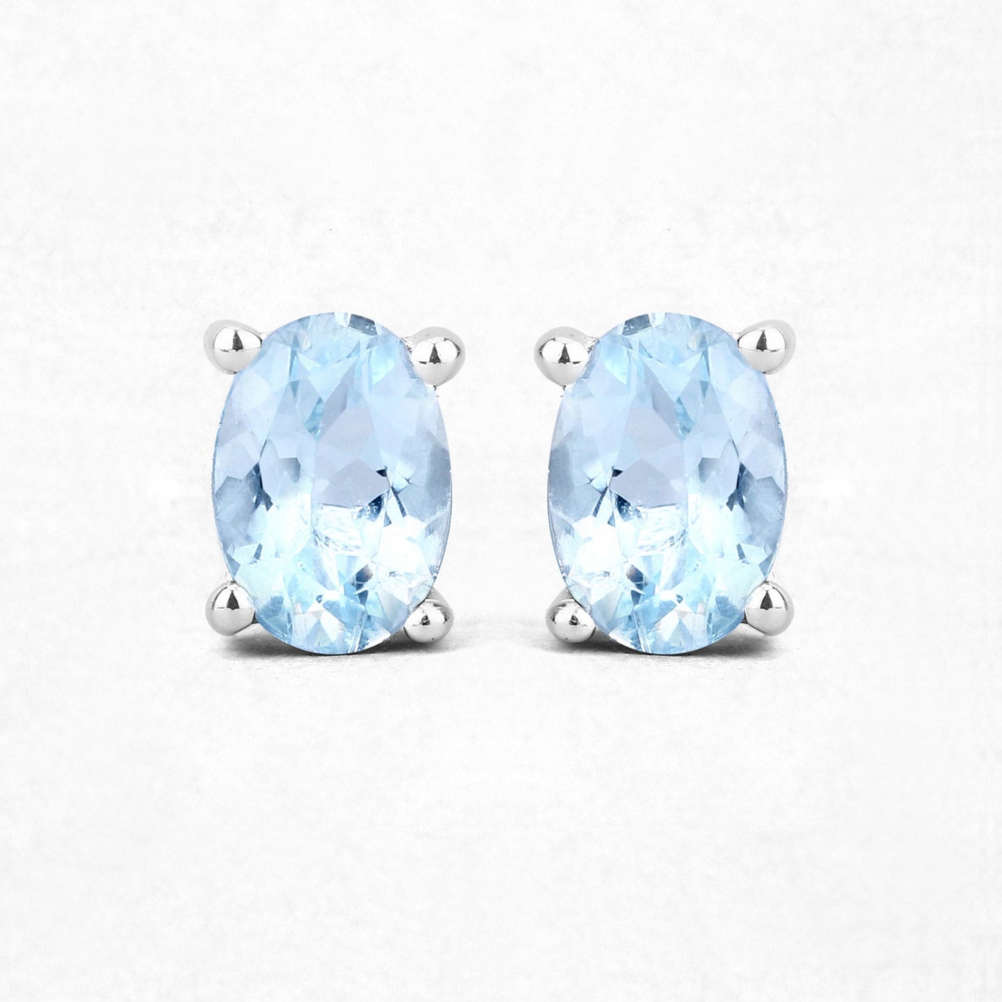 Boucles d'oreilles en argent sterling avec aquamarine véritable de 0,72 carat