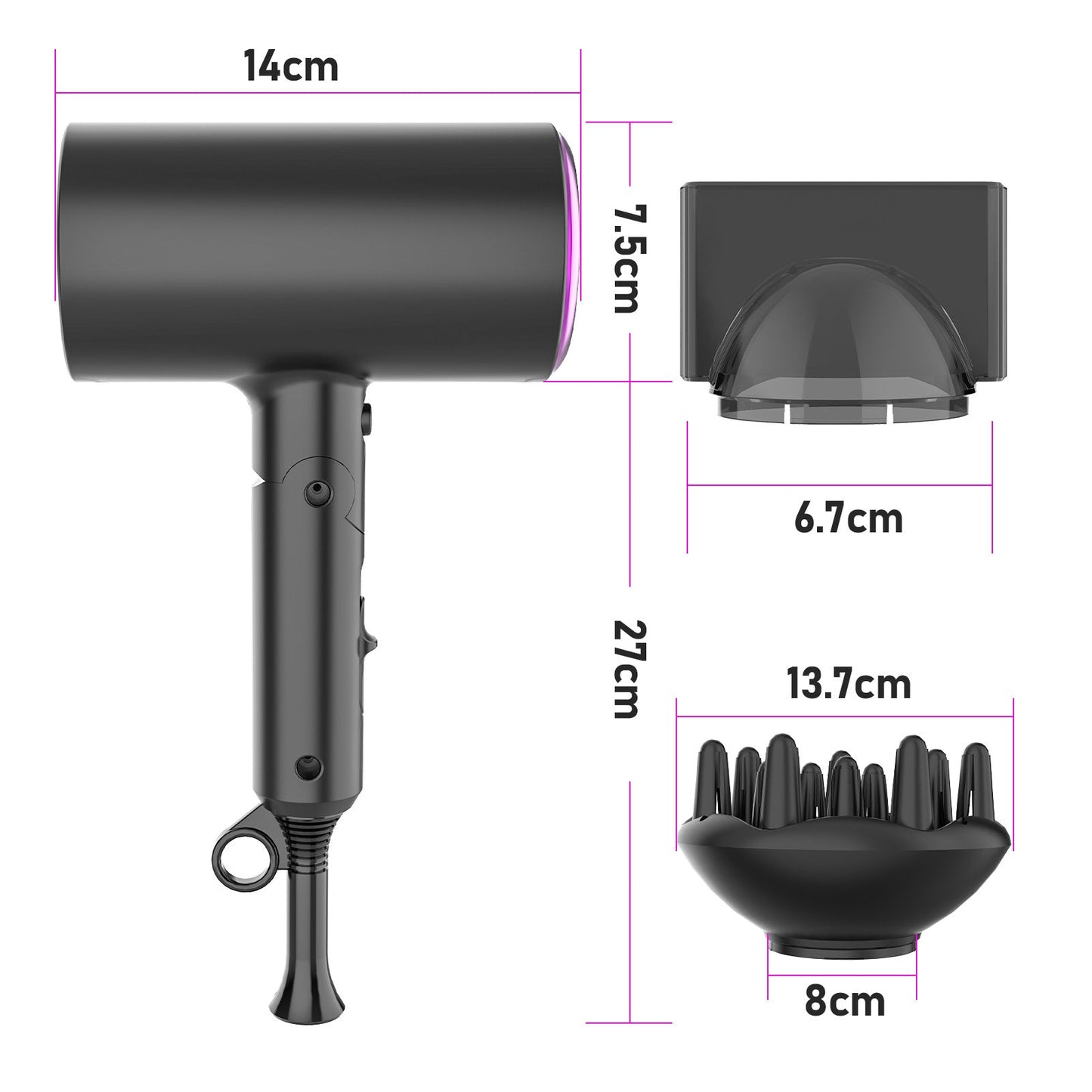 Regulations Hair Dryer Negative Ion Folding Portable High-Power Household Hair Dryer - Korvel