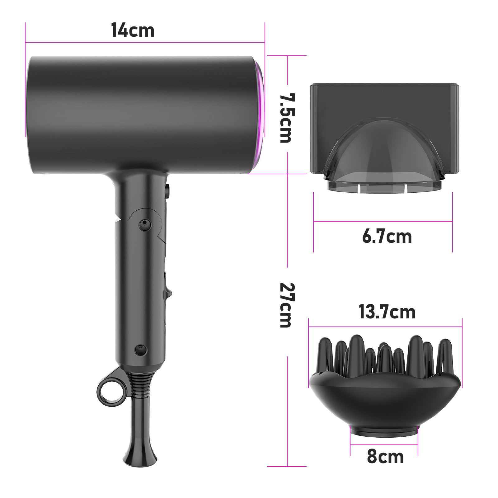 Regulations Hair Dryer Negative Ion Folding Portable High-Power Household Hair Dryer - Korvel