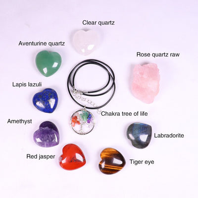 Natural crystal quartz Seven Chakra Crystal Love gemstone Healing stone mineral specimen box Collection - Korvel