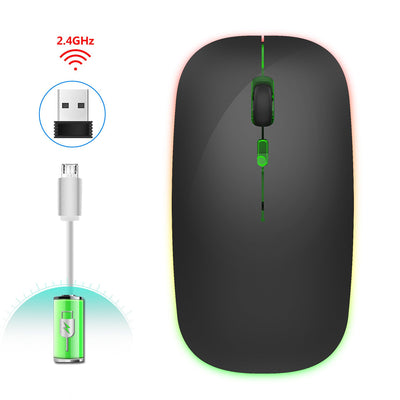 Souris sans fil lumineuse colorée 2.4G pour bureau et maison
