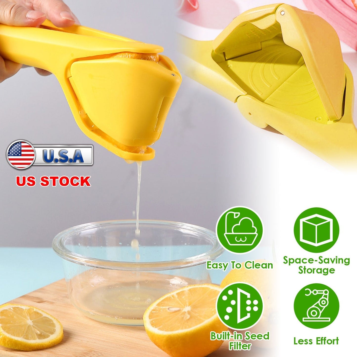 Premium Manual Lemon Squeezer with Fold Flat Design