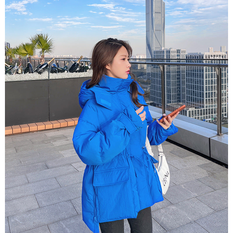 Mid-Length Hooded Puffer Jacket with Down Filling